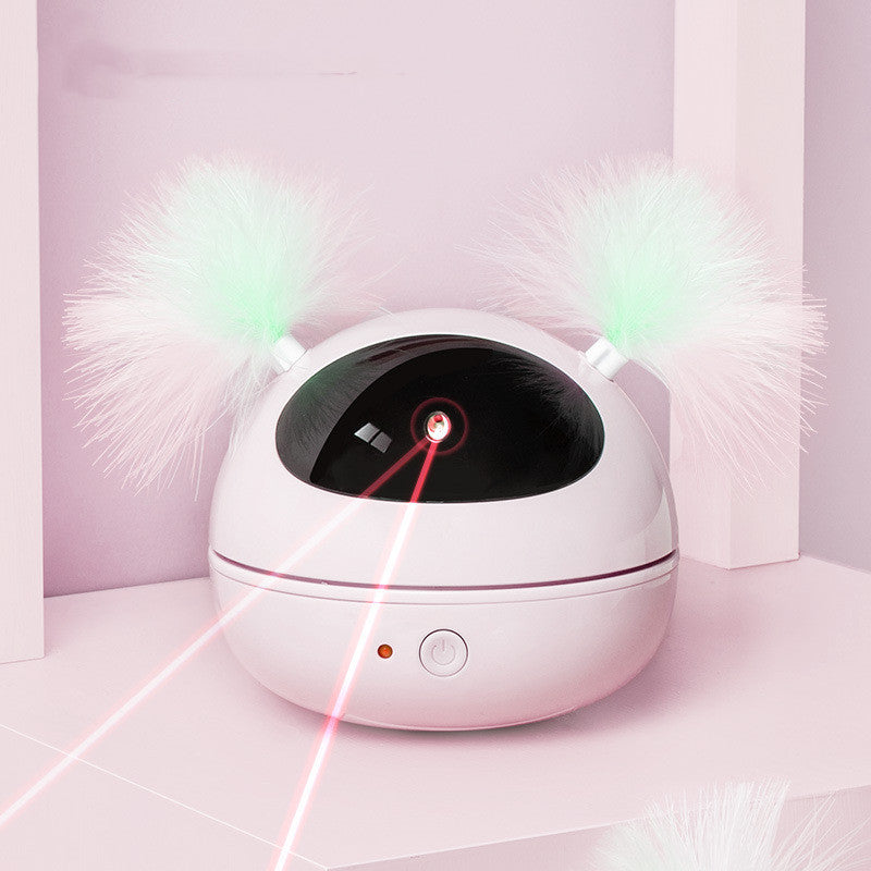 Giocattolo Elettronico per Gatti – Laser Interattivo Automatico con Orecchie Piumate