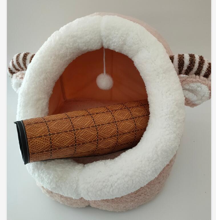 Cuccia Invernale per Gatti – Letto Chiuso in Peluche con Orecchie, Design Morbido & Caldo