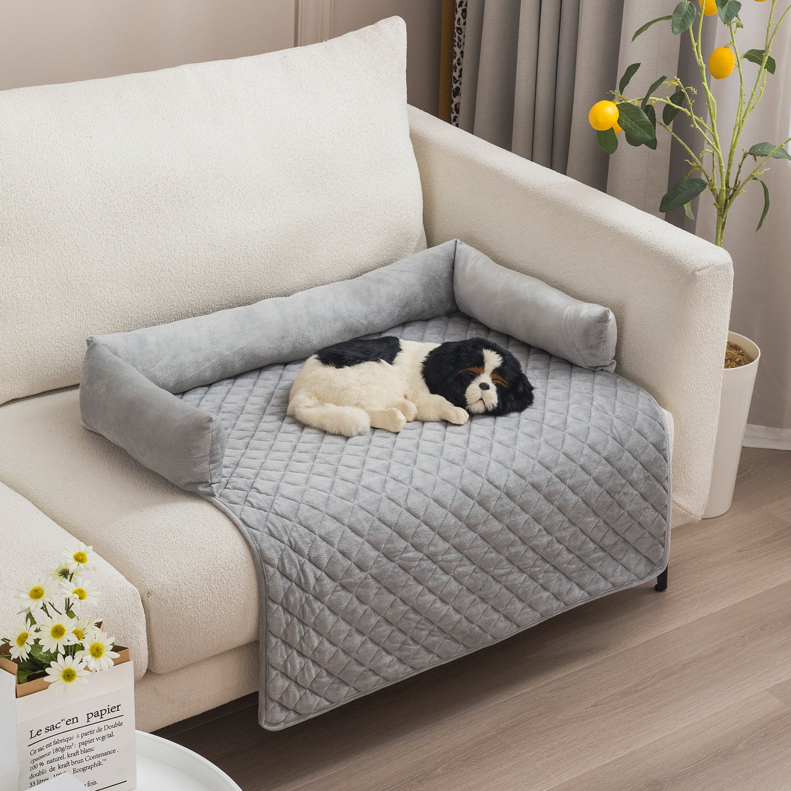 Divanetto per Cani e Gatti – Lavabile, Morbido, con Cuscino Integrato e Base Antiscivolo
