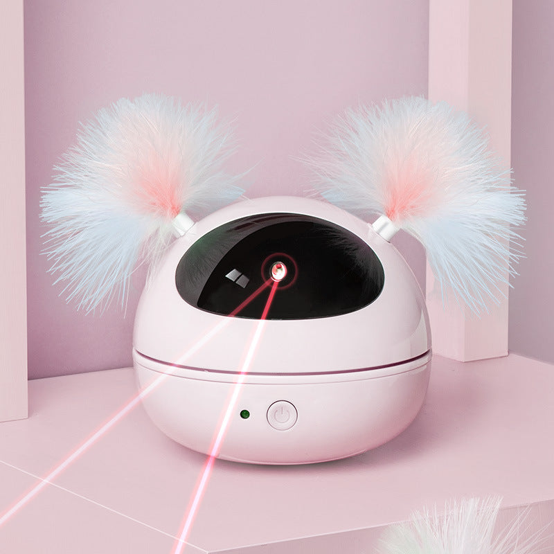 Giocattolo Elettronico per Gatti – Laser Interattivo Automatico con Orecchie Piumate