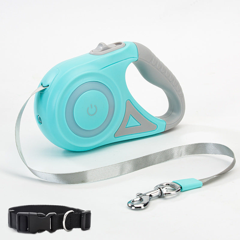 Guinzaglio Retrattile con Luce LED – Con Collare Abbinato per Cani e Gatti