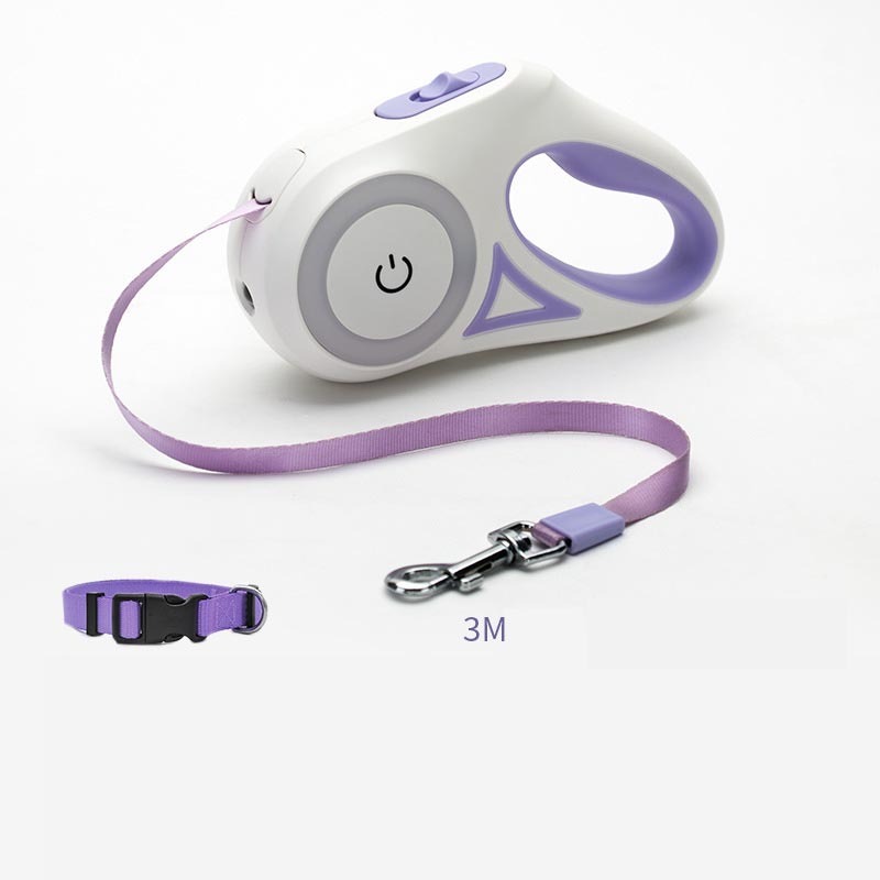 Guinzaglio Retrattile con Luce LED – Con Collare Abbinato per Cani e Gatti
