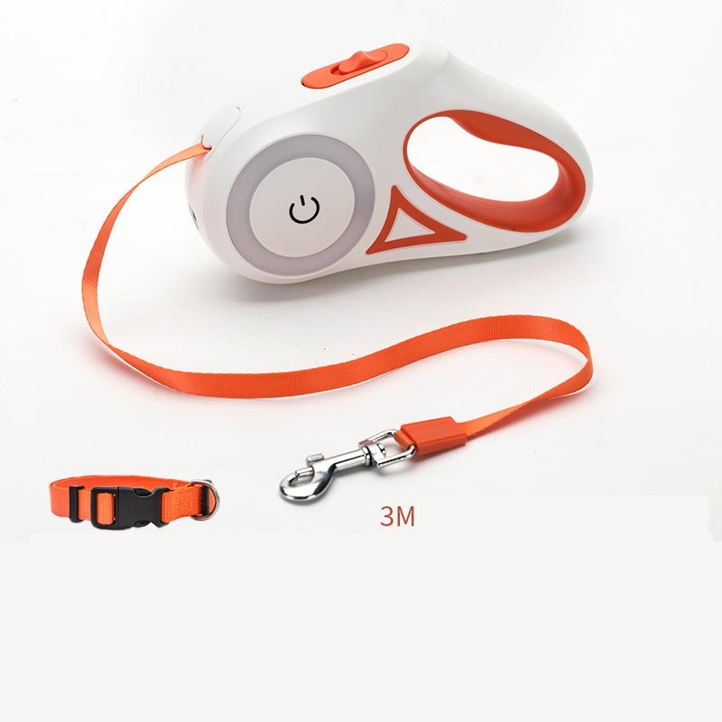 Guinzaglio Retrattile con Luce LED – Con Collare Abbinato per Cani e Gatti
