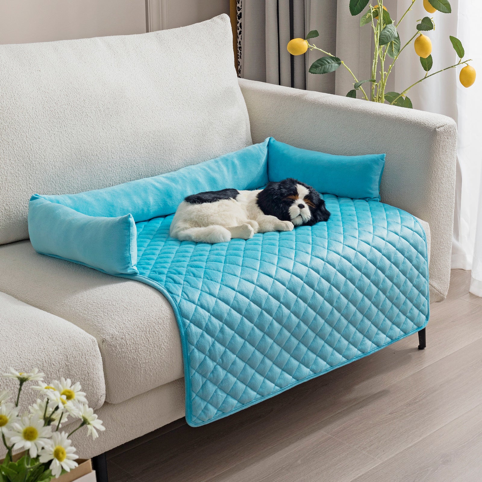 Divanetto per Cani e Gatti – Lavabile, Morbido, con Cuscino Integrato e Base Antiscivolo