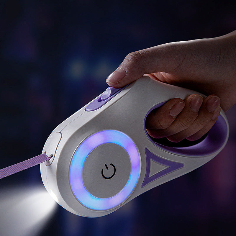Guinzaglio Retrattile con Luce LED – Con Collare Abbinato per Cani e Gatti