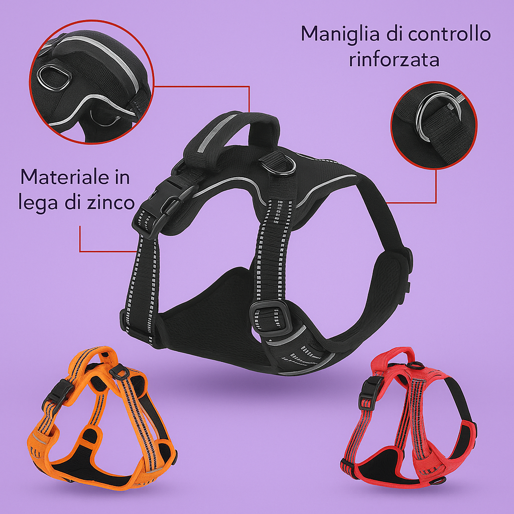 Coccole Pets - Pettorina Antitrazione Riflettente per Cani