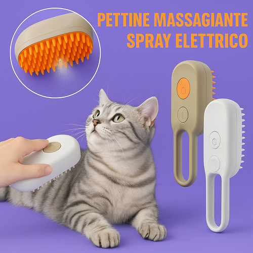Coccole Pets - Spazzola Elettrica 3 in 1 per Cani e Gatti con Vapore