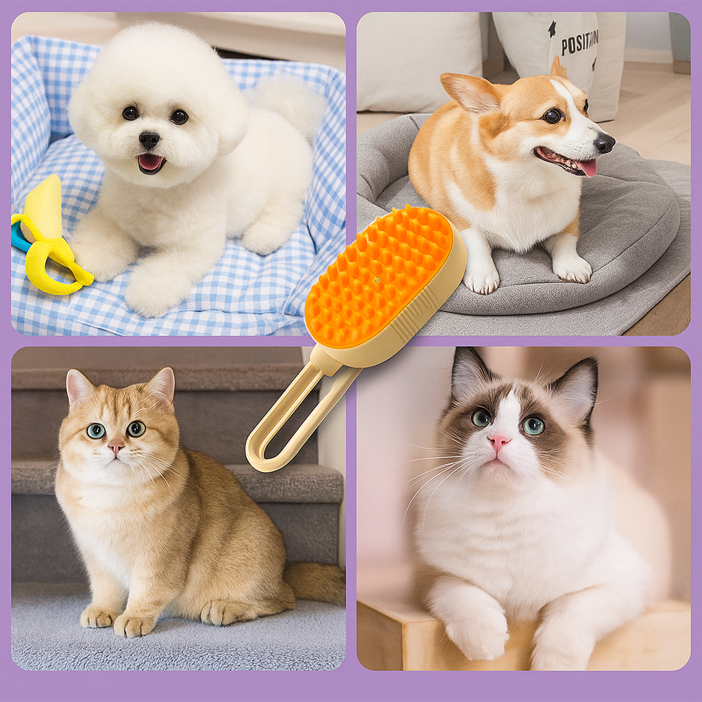 Coccole Pets - Spazzola Elettrica 3 in 1 per Cani e Gatti con Vapore