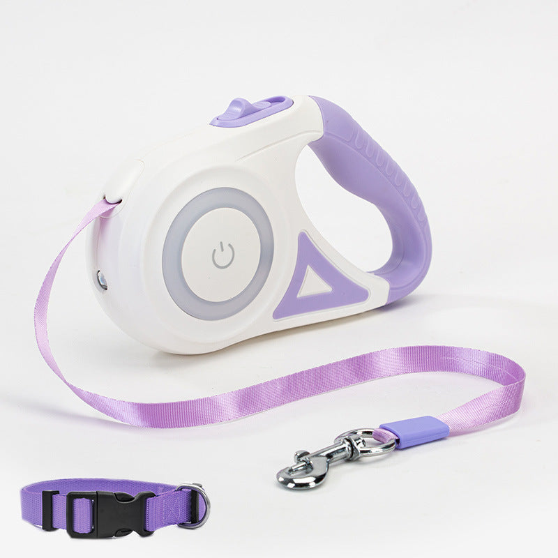 Guinzaglio Retrattile con Luce LED – Con Collare Abbinato per Cani e Gatti
