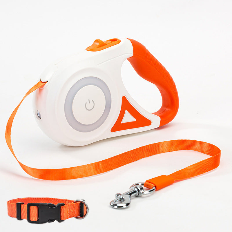 Guinzaglio Retrattile con Luce LED – Con Collare Abbinato per Cani e Gatti